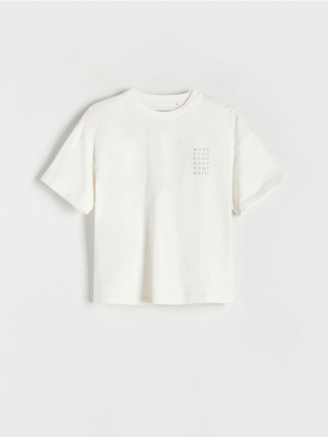 Reserved - T-shirt z nadrukiem - złamana biel