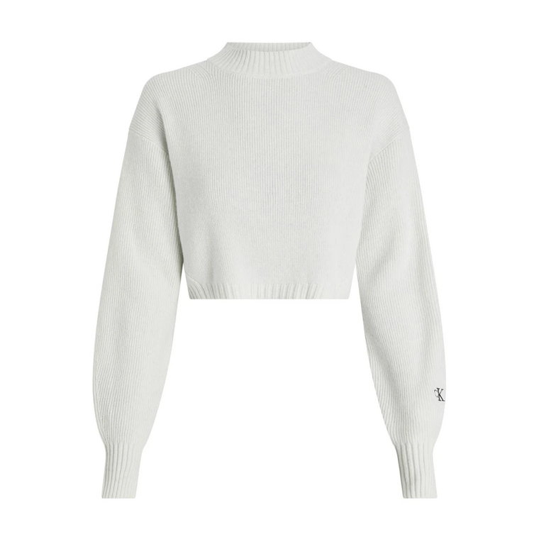 Krótki Sweter z Wełny Owczej Ivory Calvin Klein