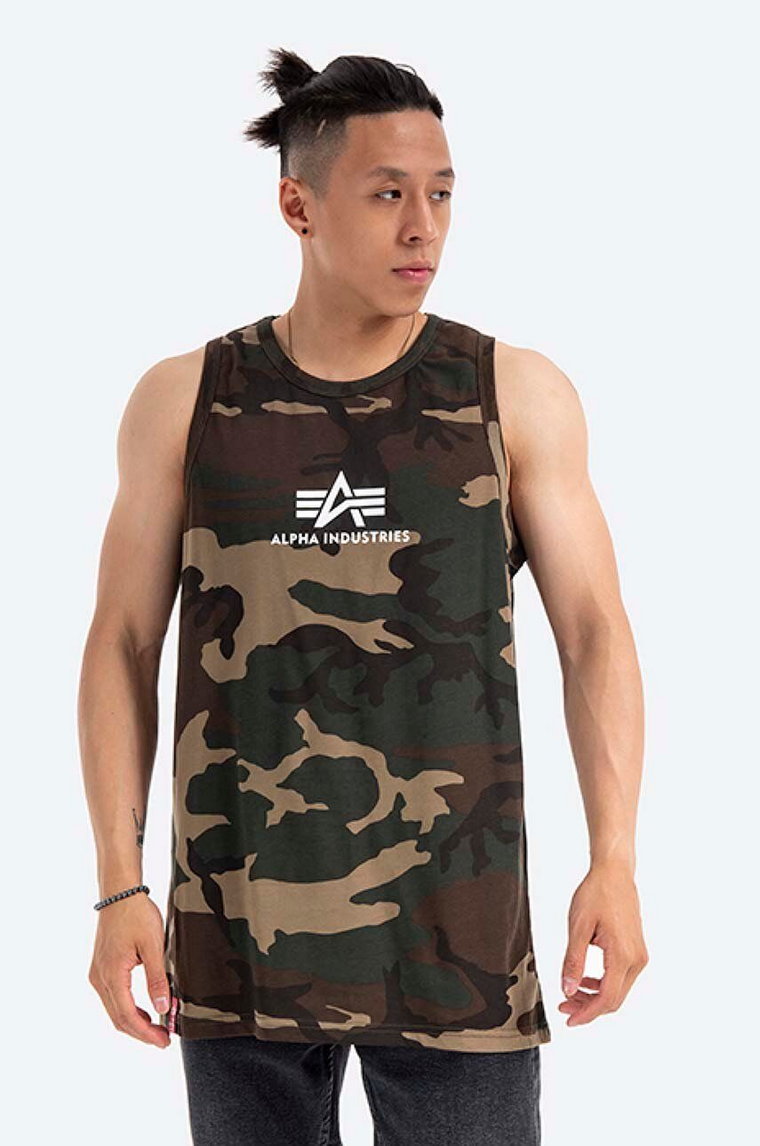 Alpha Industries t-shirt bawełniany kolor zielony 126566C.408-ZIELONY