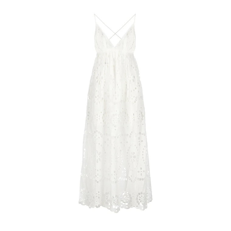 Biała koronkowa sukienka z dekoltem w serek Zimmermann