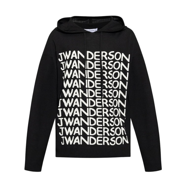 Czarny Wełniany Sweter z Kapturem JW Anderson