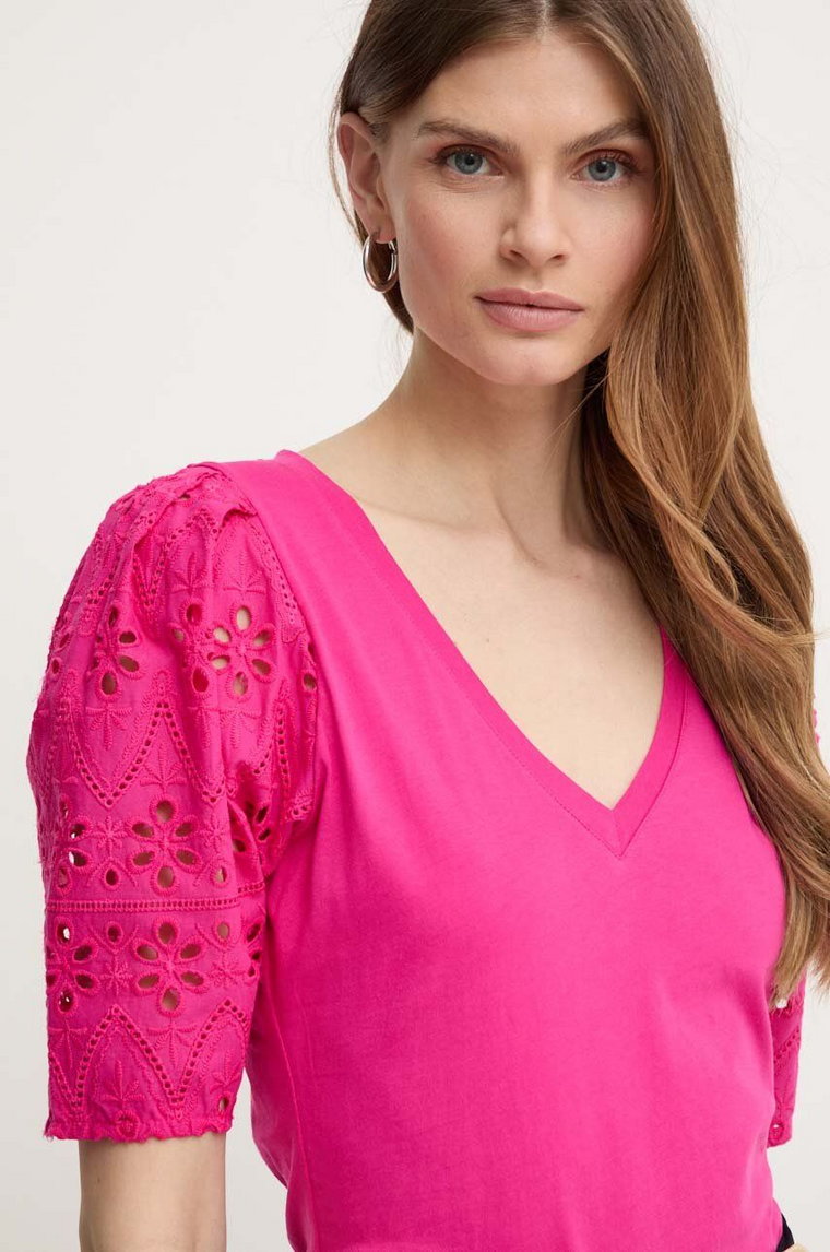 Morgan t-shirt DPALM kolor różowy