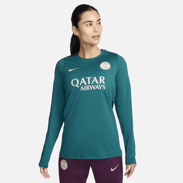 Damska dzianinowa koszulka piłkarska z półokrągłym dekoltem Nike Dri-FIT Paris Saint-Germain Strike - Zieleń