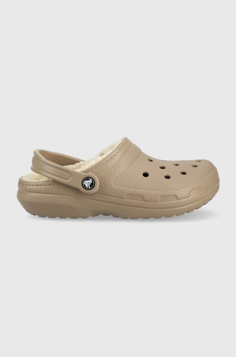 Crocs kapcie Classic Lined Clog kolor brązowy 203591