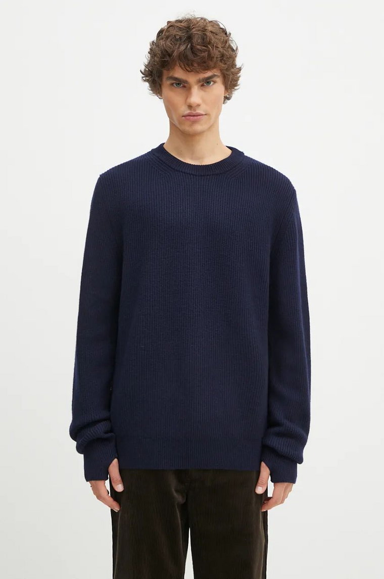 Norse Projects sweter wełniany Henning Merino Crew męski kolor granatowy  N45.0561.7004