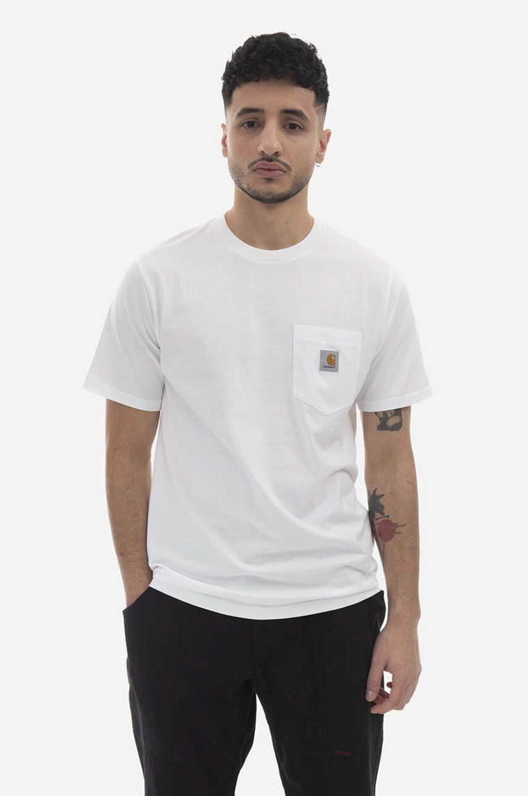 Carhartt WIP t-shirt bawełniany S/S Pocket T-Shirt kolor biały gładki I030434.WHITE-WHITE