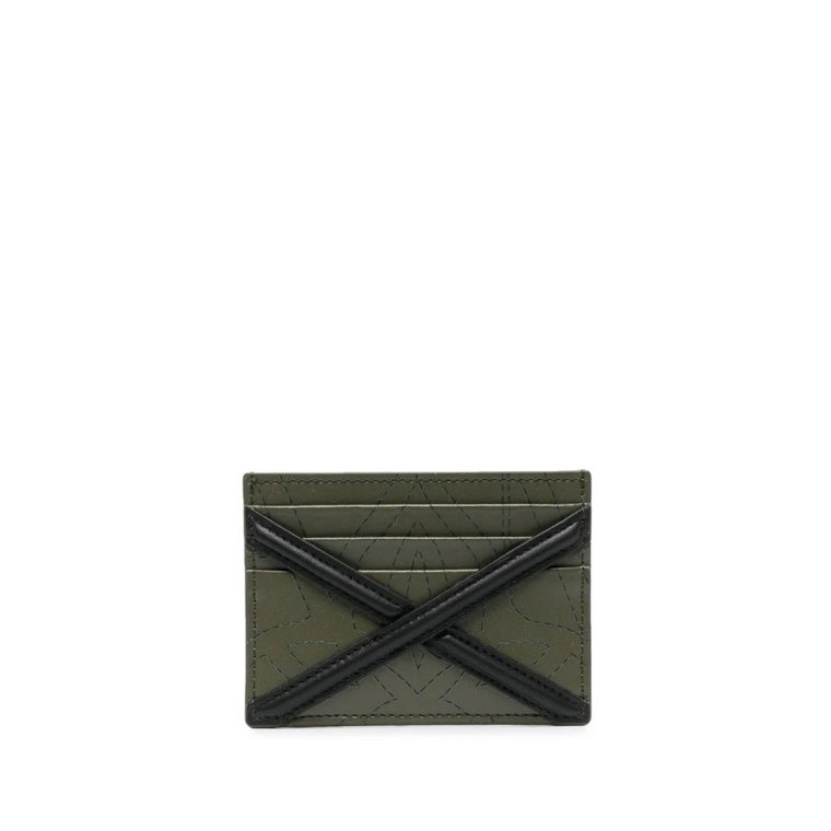 Zielony portfel z detalami w stylu uprzęży Alexander McQueen