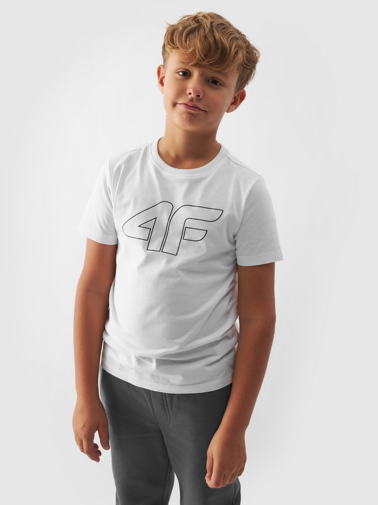 T-shirt z nadrukiem chłopięcy - biały