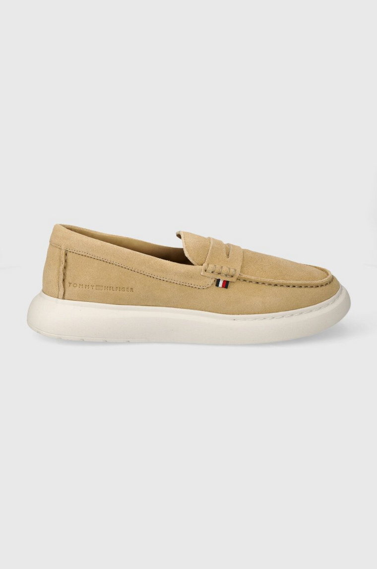 Tommy Hilfiger mokasyny zamszowe TOMMY HILFIGER HYBRID LOAFER męskie kolor beżowy FM0FM04440