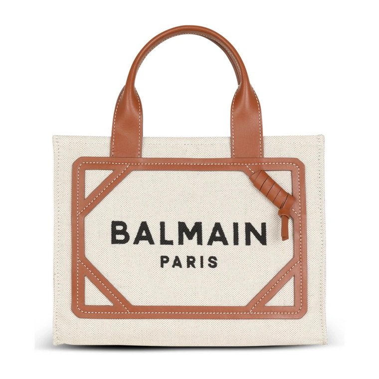 B-Army small canvas shopping bag with leather inserts Balmain