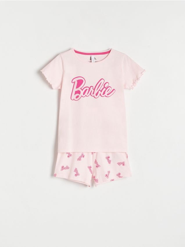 Reserved - Dwuczęściowa piżama Barbie - pastelowy róż
