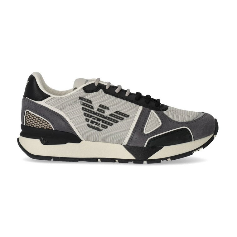 Emporio Armani Beige Grey Sneaker With Logo Emporio Armani