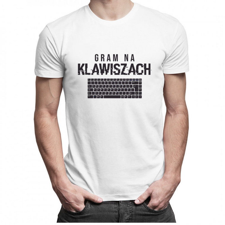 Gram na klawiszach - męska koszulka z nadrukiem