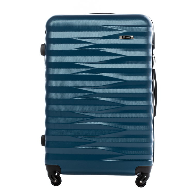 Mała walizka podróżna VEZZE z ABS-u zebra NIEBIESKA