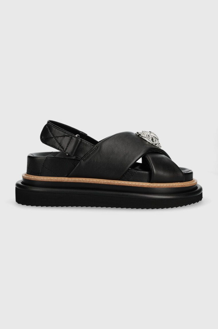 Kurt Geiger London sandały skórzane Orson Cross Strap Sandal damskie kolor czarny na platformie 9992200109