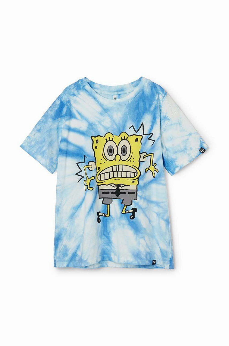 Desigual t-shirt bawełniany dziecięcy kolor niebieski wzorzysty