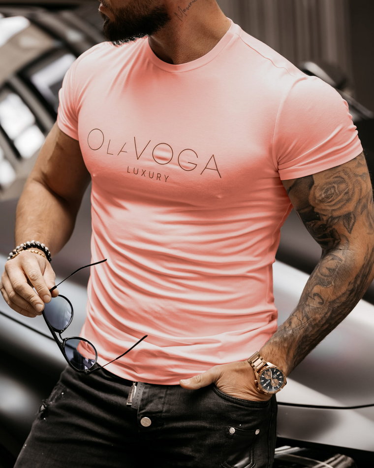 T-shirt męski OLAVOGA HUGO różowy