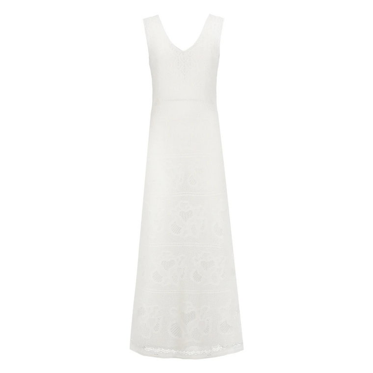 Biała Koronkowa Sukienka z Dekoltem V D.Exterior