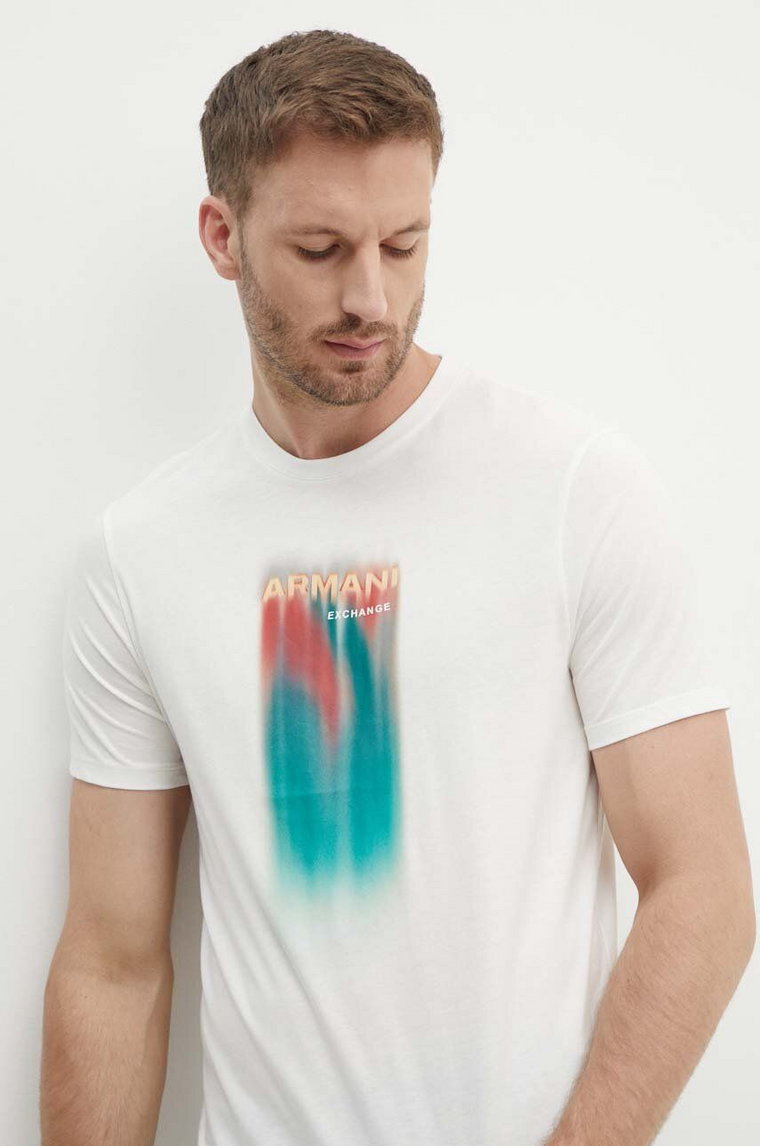 Armani Exchange t-shirt bawełniany męski kolor biały z nadrukiem 3DZTHS ZJH4Z