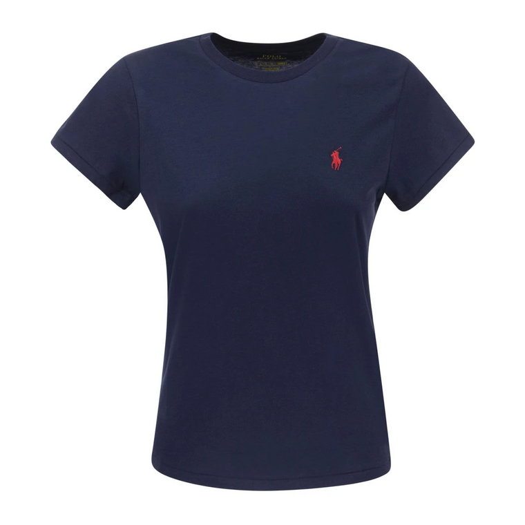 Granatowa koszulka z dżerseju - Klasyczny styl dla modnych kobiet Ralph Lauren
