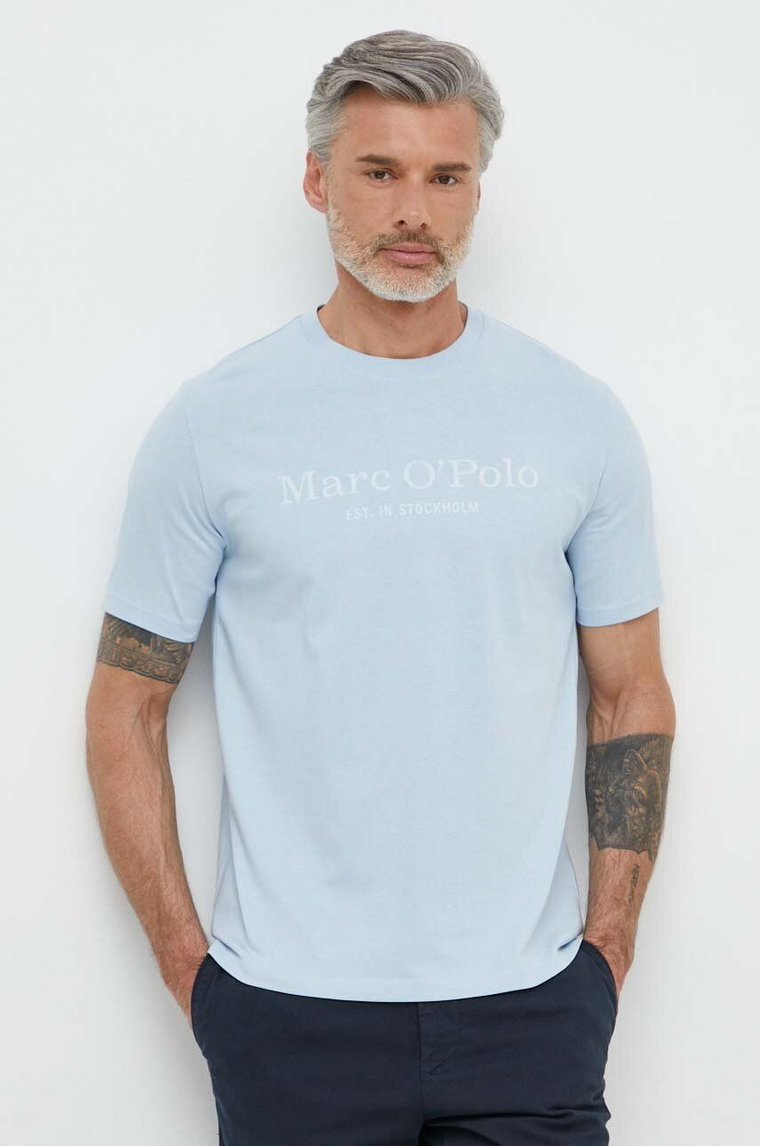 Marc O'Polo t-shirt bawełniany męski kolor niebieski z nadrukiem 423201251052