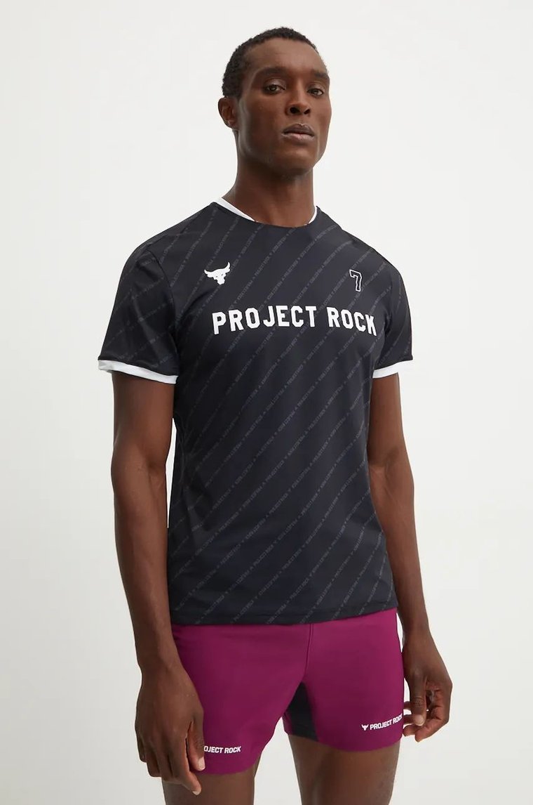 Under Armour t-shirt treningowy Project Rock kolor czarny wzorzysty 1387512