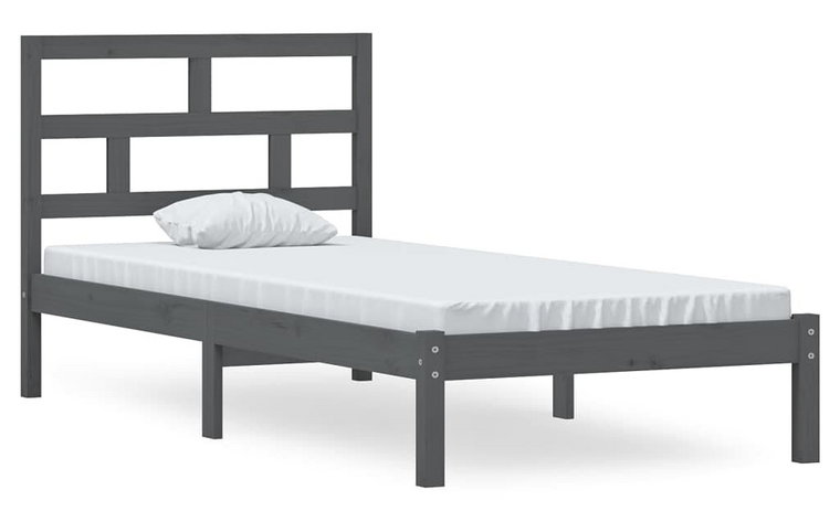 Szare jednoosobowe łóżko sosnowe 90x200 - Bente 3X