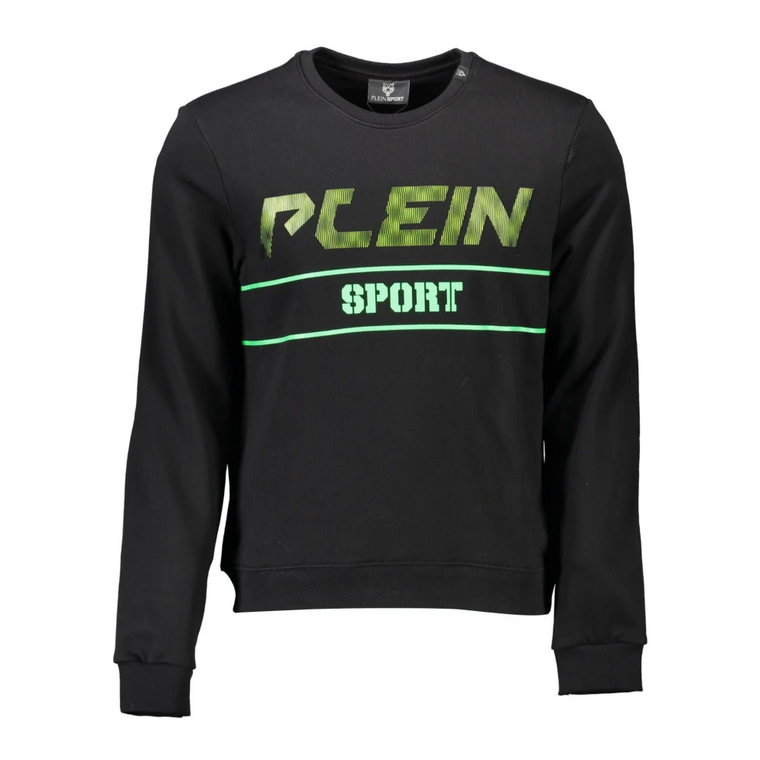 Czarny bawełniany sweter z kontrastującymi detalami Plein Sport
