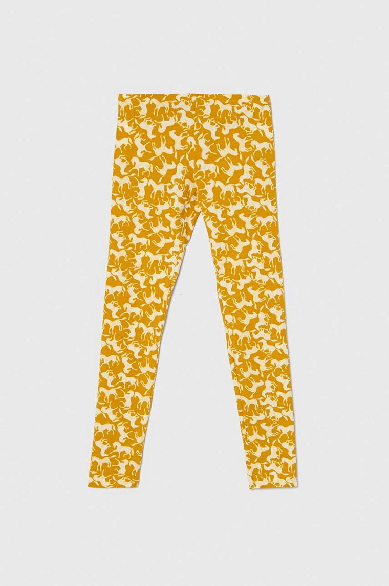 United Colors of Benetton legginsy dziecięce kolor żółty wzorzyste