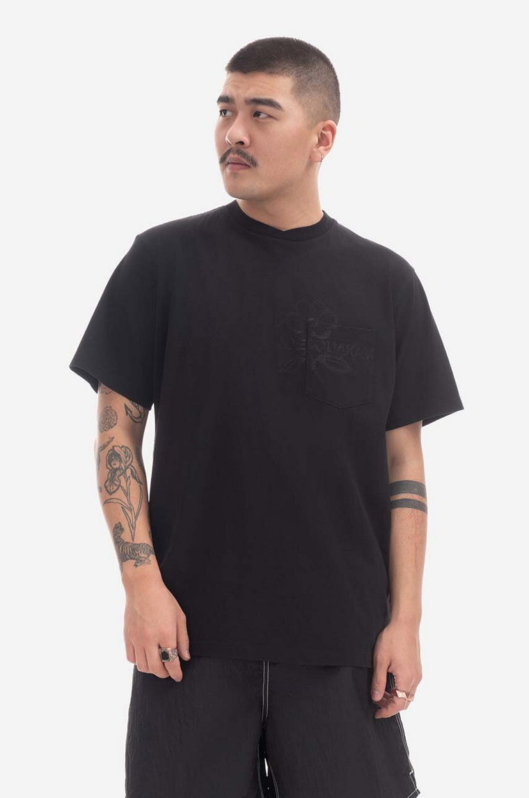 Engineered Garments t-shirt bawełniany kolor czarny z nadrukiem 23S1H010.NLP018A-P018A