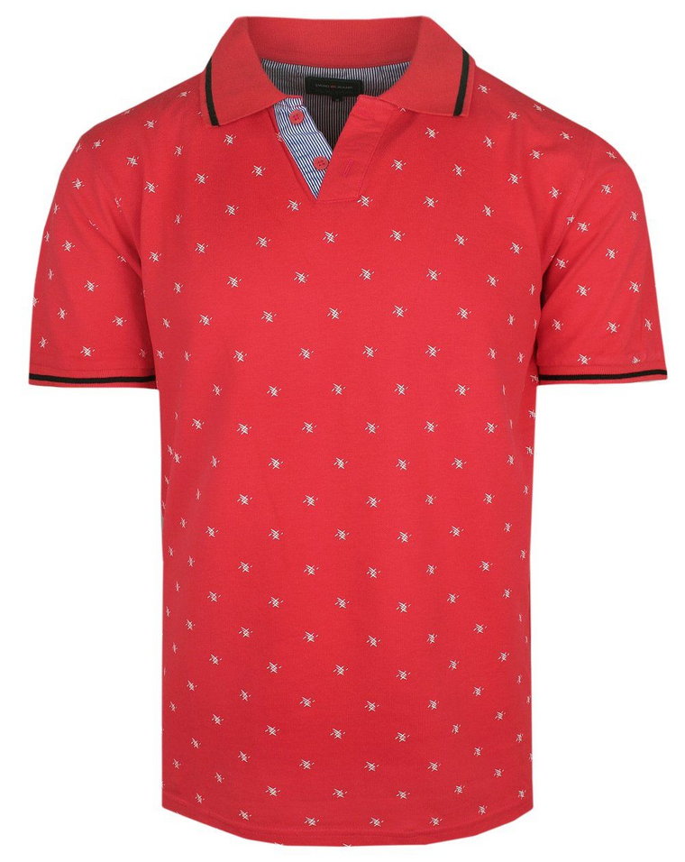 Koszulka Polo - Pako Jeans - Cynober (Chińska Czerwień), Drobny Wzór