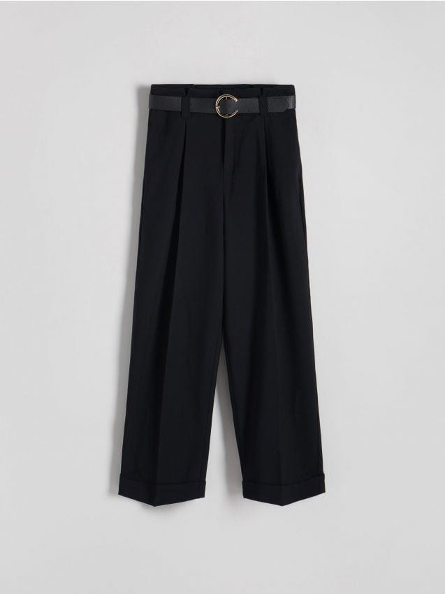 Reserved - Spodnie z paskiem - czarny