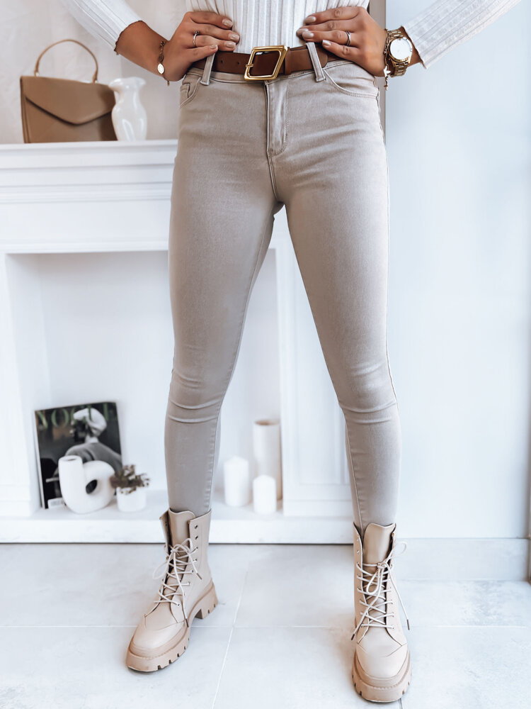Spodnie damskie jeansowe LODGE jasnobeżowe Dstreet UY1735