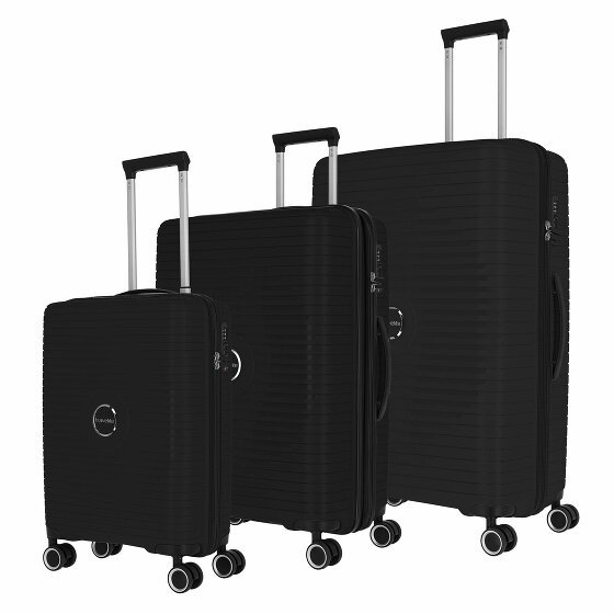 Travelite Orbita 4 kółka Zestaw walizek 3-części z plisą rozprężną schwarz