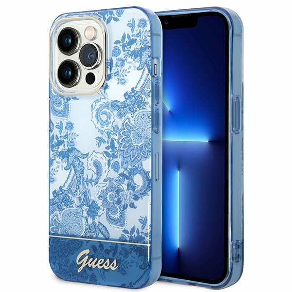 Guess GUHCP14XHGPLHB iPhone 14 Pro Max 6,7" niebieski/blue hardcase Porcelain Collection