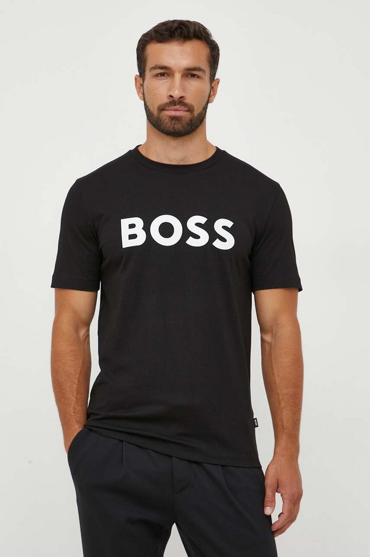 BOSS t-shirt bawełniany kolor czarny z nadrukiem 50495742