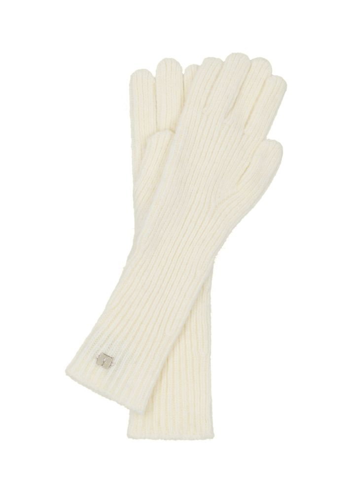 Długie kremowe rękawiczki damskie