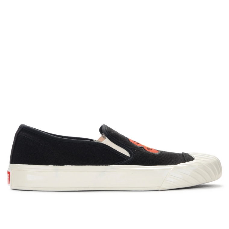 Czarne Slip-on Sneakers z Haftowanym Logo Kenzo