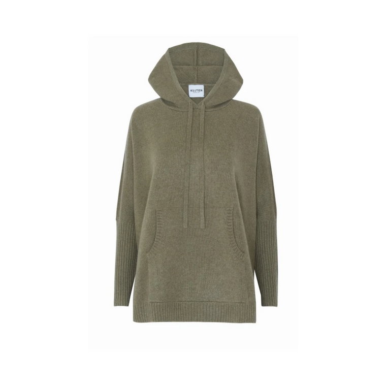 Oversize Kaszmirowy Hoodie - Khaki Chiné Kujten