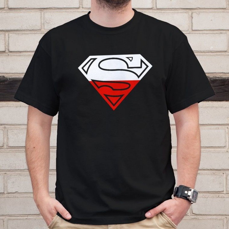 Polski Superman - męska koszulka z nadrukiem