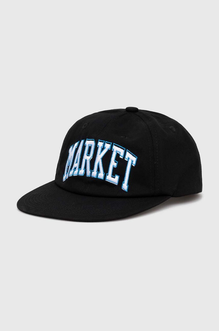Market czapka z daszkiem bawełniana kolor czarny z aplikacją
