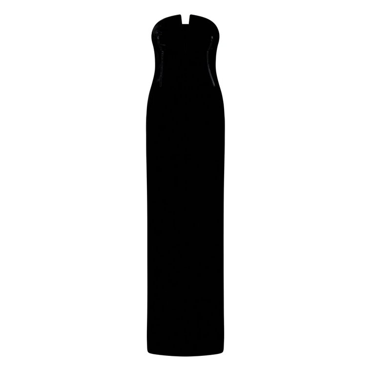 Czarna Sukienka z Satyny z Gorsetem Tom Ford