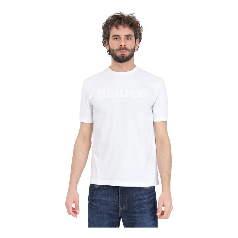 Biała Koszulka z Logo Blauer