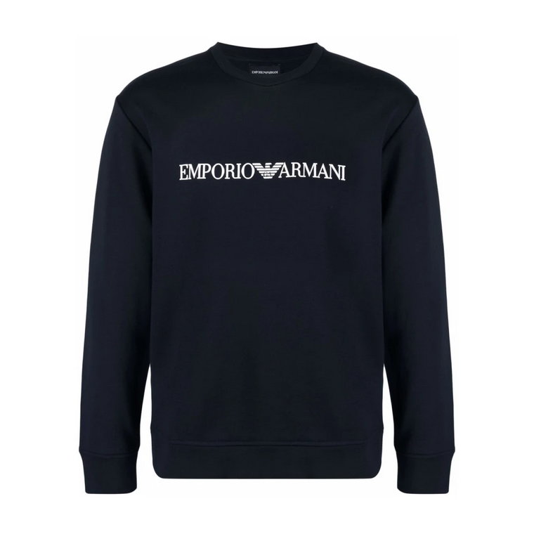 Niebieski Bluza z Logo na Crew-Neck Emporio Armani