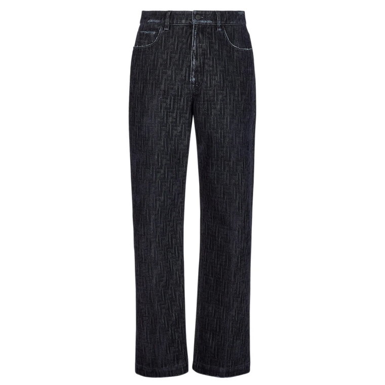 Stylowe Flocked Straight Jeans dla Mężczyzn Fendi