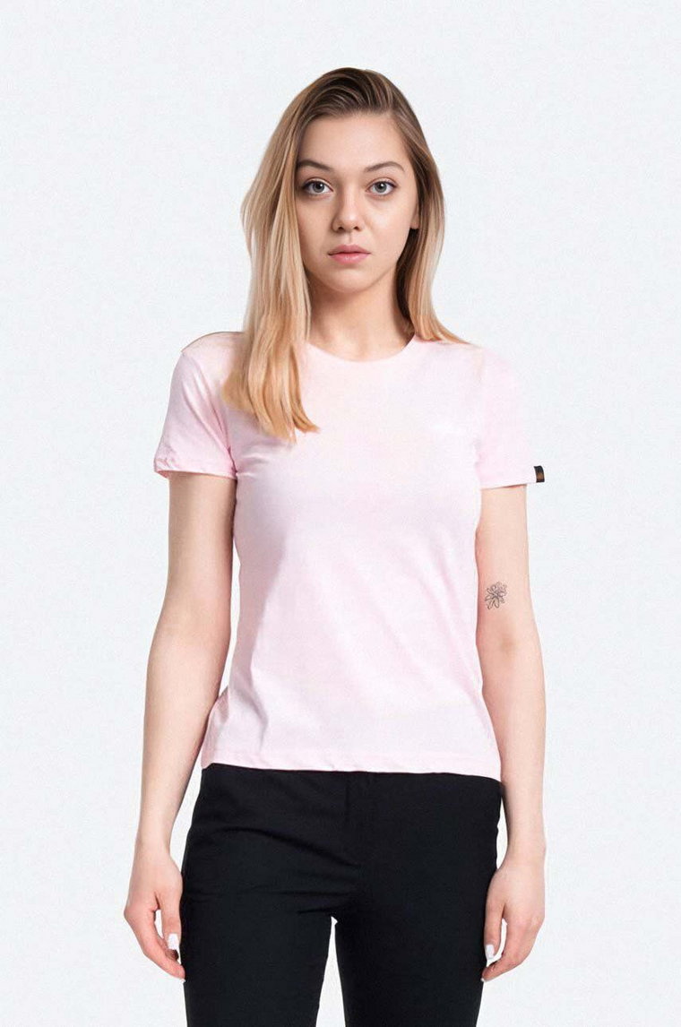 Alpha Industries t-shirt bawełniany Basic T Logo Wmn kolor różowy 196054.491-ROZOWY