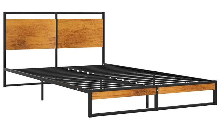 Czarne industrialne łóżko z metalu 120x200 cm - Petrix