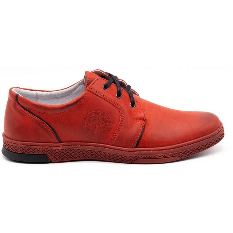 Joker Buty męskie skórzane casual 322/2 czerwone