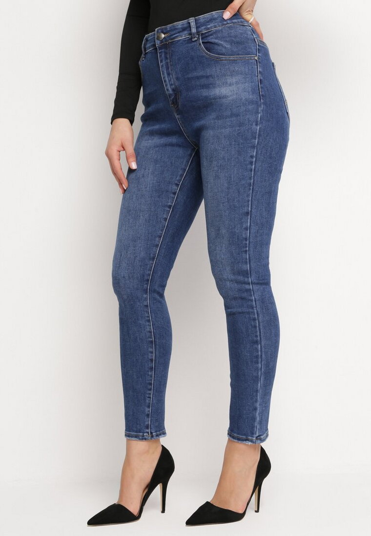 Granatowe Klasyczne Jeansy Skinny Hestiana