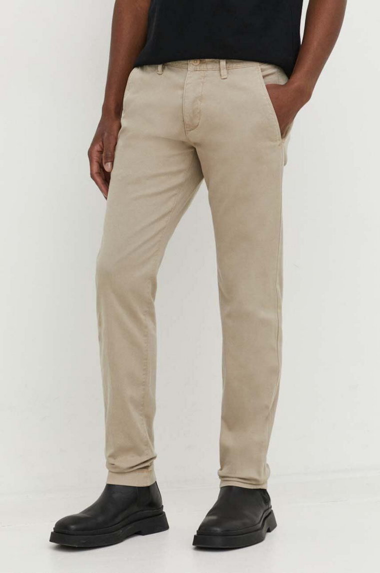 Marc O'Polo spodnie męskie kolor beżowy w fasonie chinos B21010810064